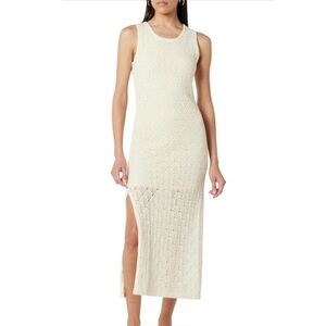 NEW The Drop RITU Maxi Dress Whisper White Knit Crochet Sleeveless Size M NWT
